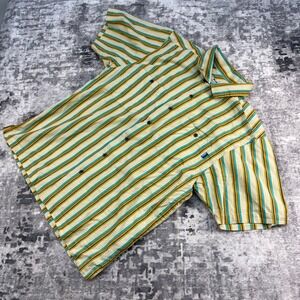 Kavu Men Large Unmellow Striped Short Sleeve Shirt Tencel Gorpcore Outdoor